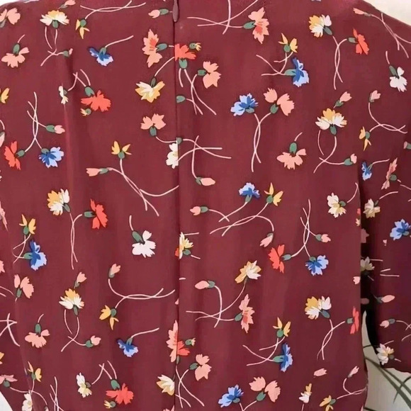 Madewell Floral  Romper Burgandy Size 6 Carnations Short Flutter Sleeve - Picture 8 of 16